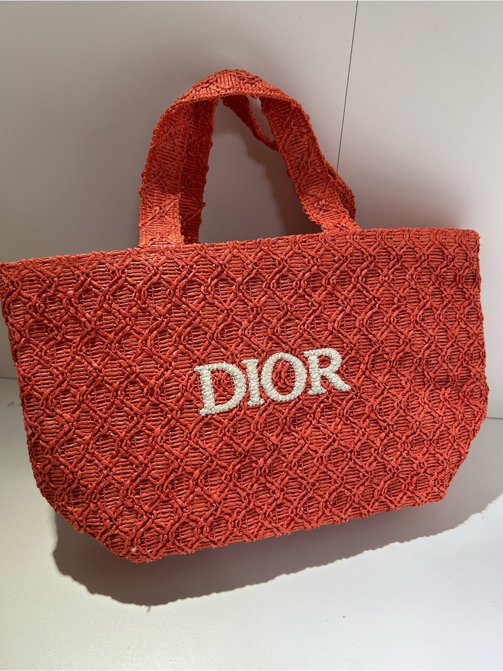 Dior beauty straw small tote